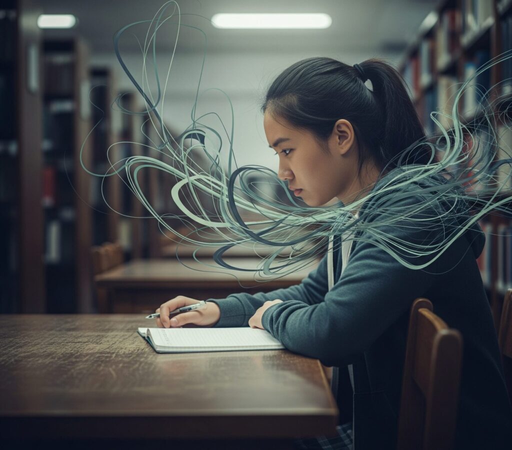 a student feeling emotionally exhausted