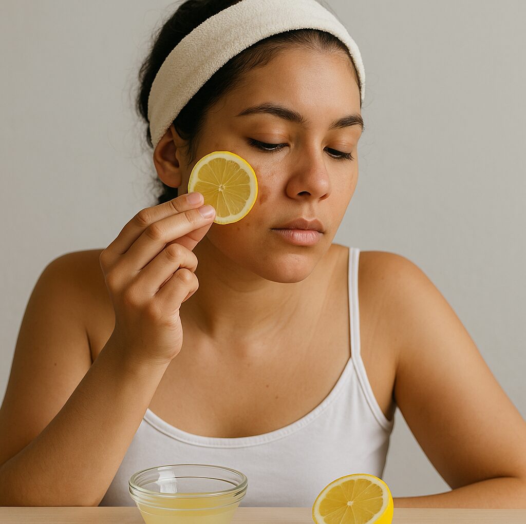 An Image describing how to use lemon juice to remove dark spots